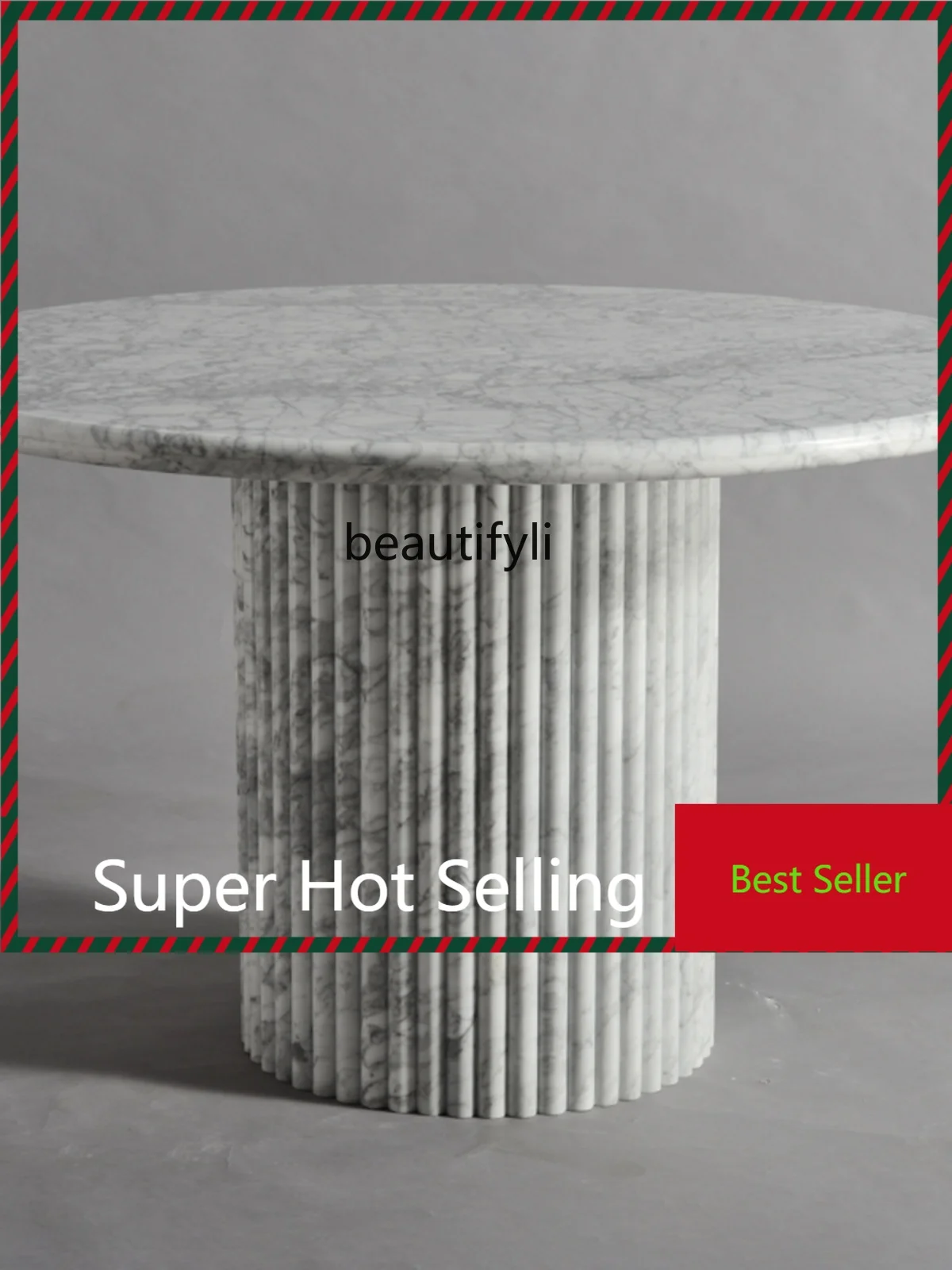 

G1218 G1218 Natural Marble Dining-Table Villa Hotel Restaurant Dining Table Designer Light Luxury Calala White Round Table