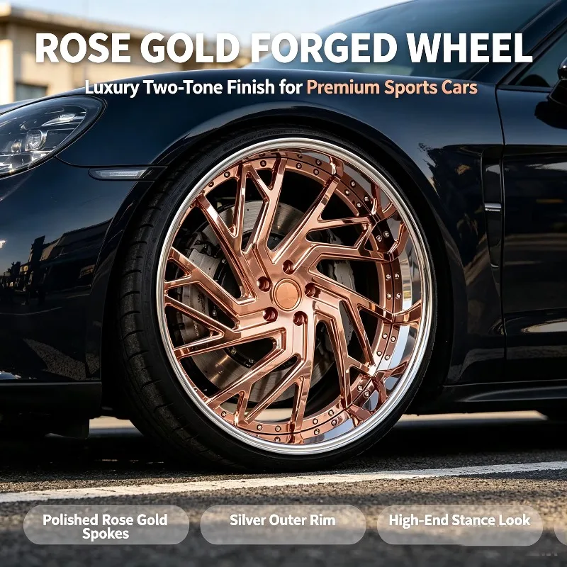 Precision Champagne Gold Forged Wheels 5x112 5x114.3 5x120 18 19 20 21 22 23 24 Inch For Porsche For Lamborghini Alloy Rims