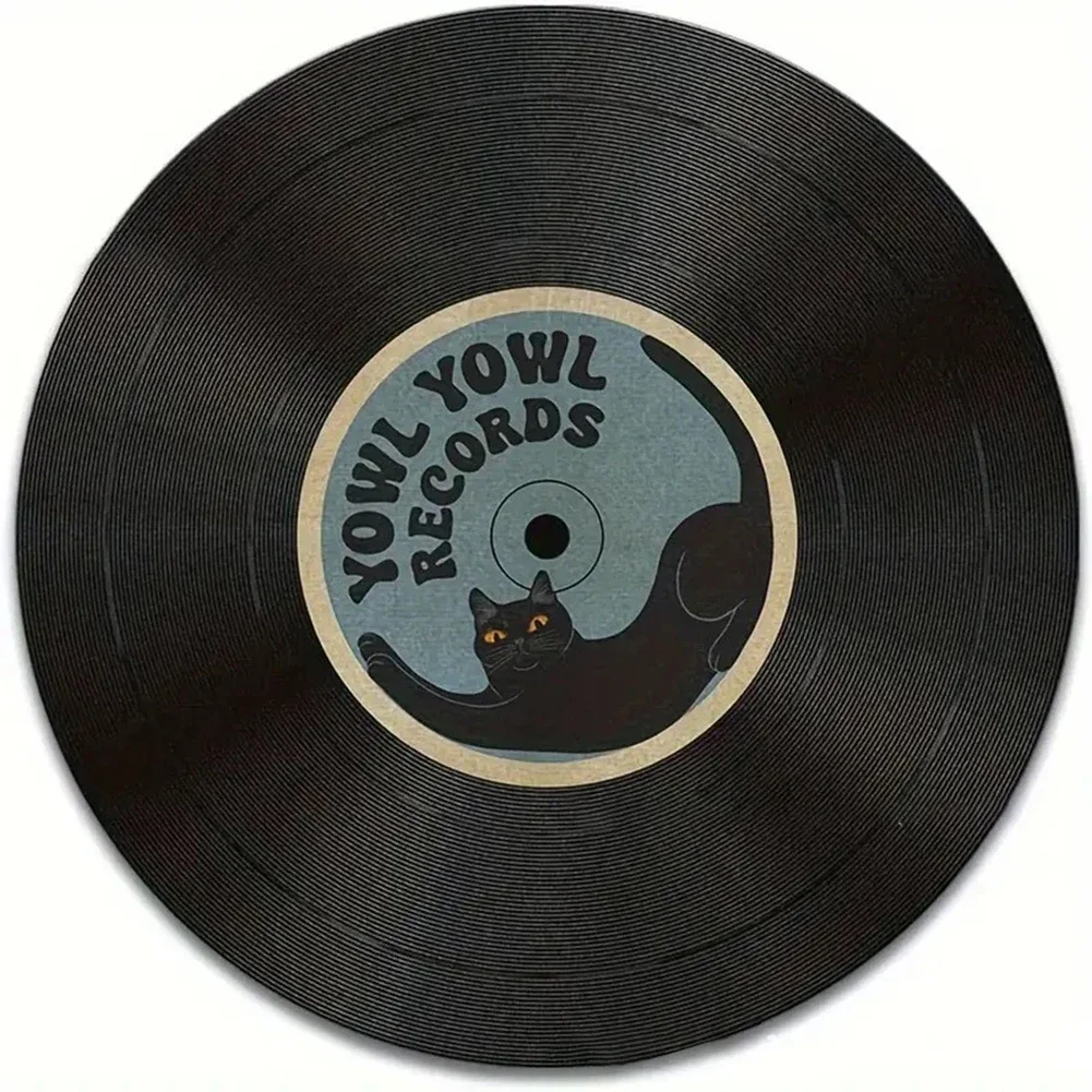 แผ่นรองเมาส์กันลื่น ลายไวนิลวินเทจ ทรงกลม ทำจากยาง สำหรับโต๊ะคอมพิวเตอร์ อุปกรณ์เสริมสำนักงาน แผ่นรองเมาส์ แผ่นรองเล่นเกม พรม ของใช้บนโต๊ะทำงาน