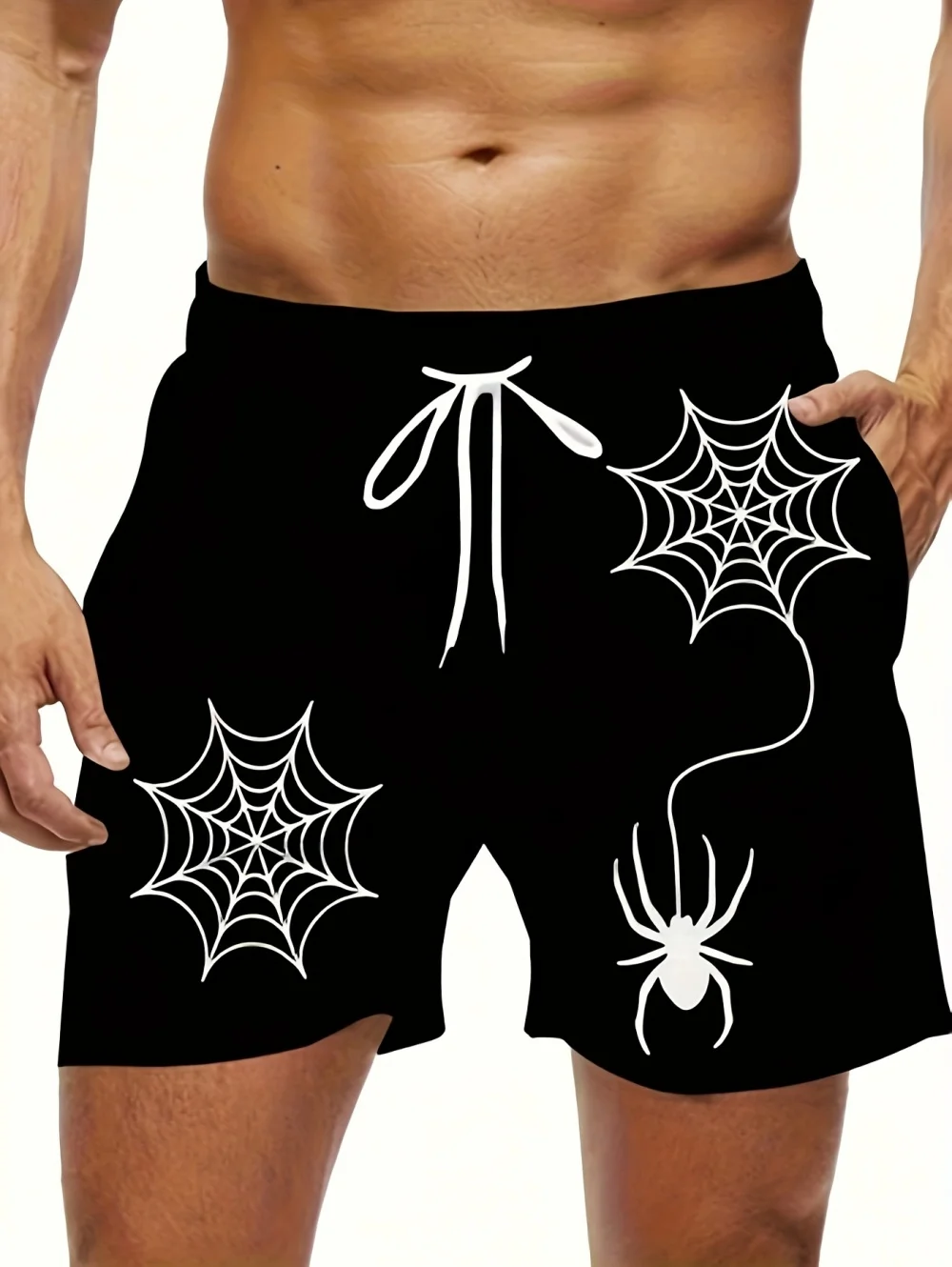 Herren-Shorts mit Spinnen-Grafik, Badehose, modisch, für den Strandurlaub, Kordelzug, 3D-Druck, Shorts, übergroß, atmungsaktiv, Sommerkleidung für Herren – Detail 8