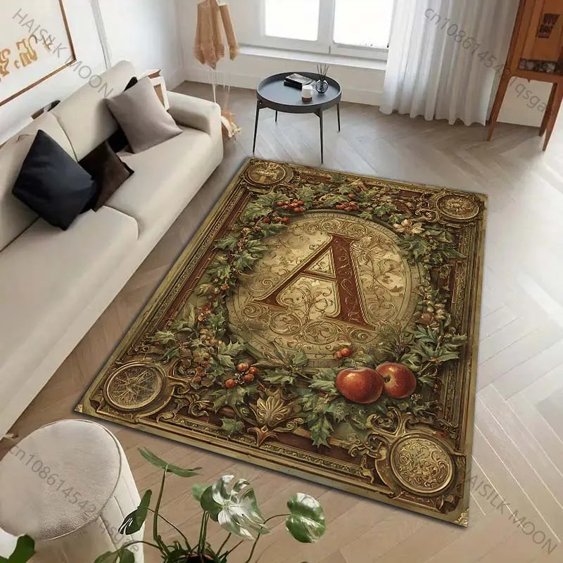 

Ковер в средневековом стиле с ретро-дизайном, с узором букв A-N, для гостиной, спальни, прикроватной зоны, ванной комнаты, напольный коврик, коврик под диван, декор для дома