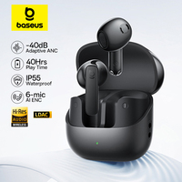 Baseus Bass BS1 NC -40dB Realtime Adaptive ANC Wireless Earbuds Bluetooth 6.0 Semi-Open Earphones LDAC Hi-Res Audio 6-Mic AI ENC