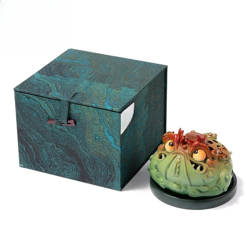 Three-legged golden toad copper incense burner agarwood incense burner home living room tea room creative ornament