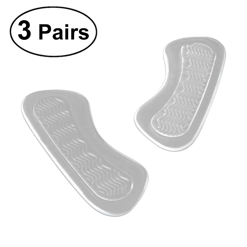 

3Pairs Transparent Silicone Heel Inserts Insoles Self Adhesive Cushioned Shoe Back Pads Protector Prevent Rubbing Adjust Loose