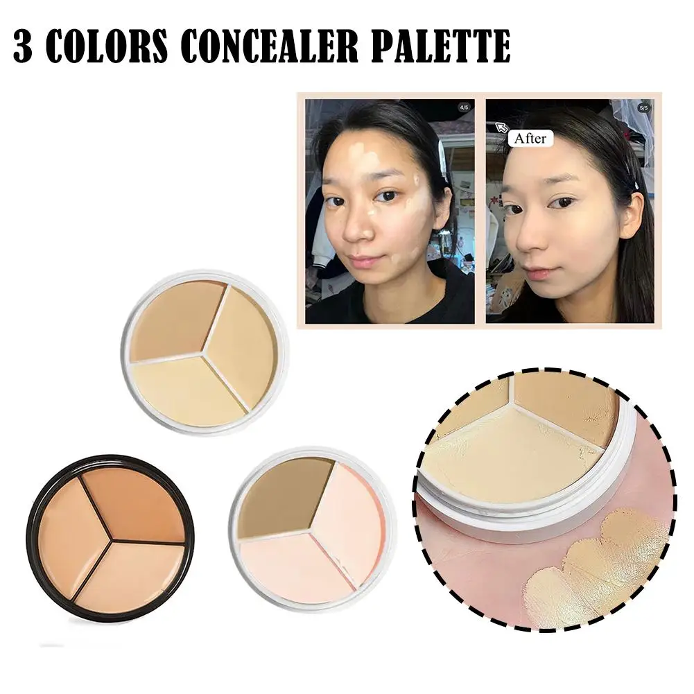 3-Color Concealer Palette Face Contouring Brightening Concealer Waterproof Dark Moisturize Makeup Acne Circles Lasting Cove B3P8