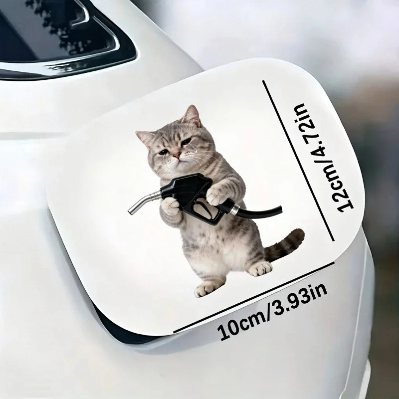 1Pc Waterproof Funny Working Cat Car Decal, Tearful Emo Design Vinyl Sticker for Auto Fuel Tank Cap & Motorcycle