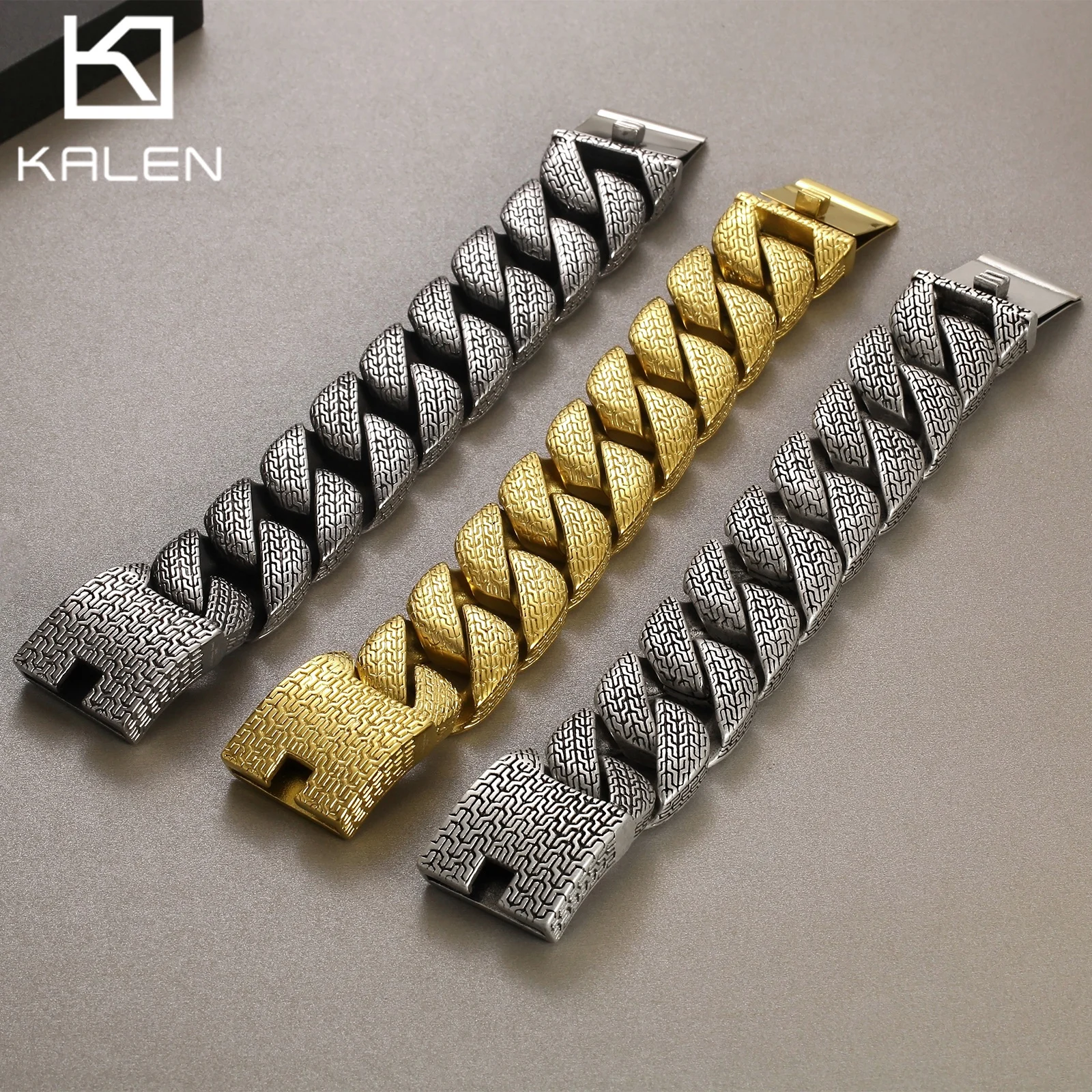 21/31mm Big Exquisite Classical Chunky Cuban Chain Bracelet  - 316L Stainless Steel - KB179930-KJX