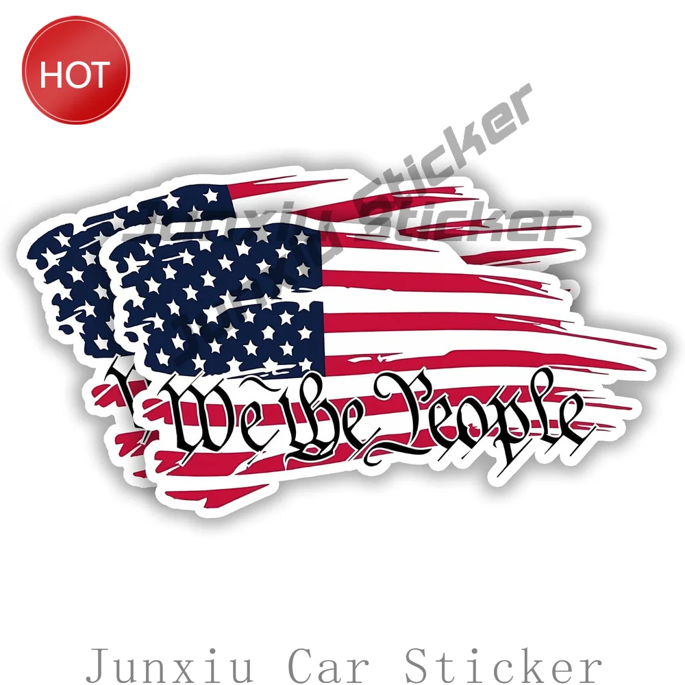 2 Pack We The People American Flag PVC Sticker For Vehicle Window Toolbox And Laptop Heritage Theme Decoration Decal