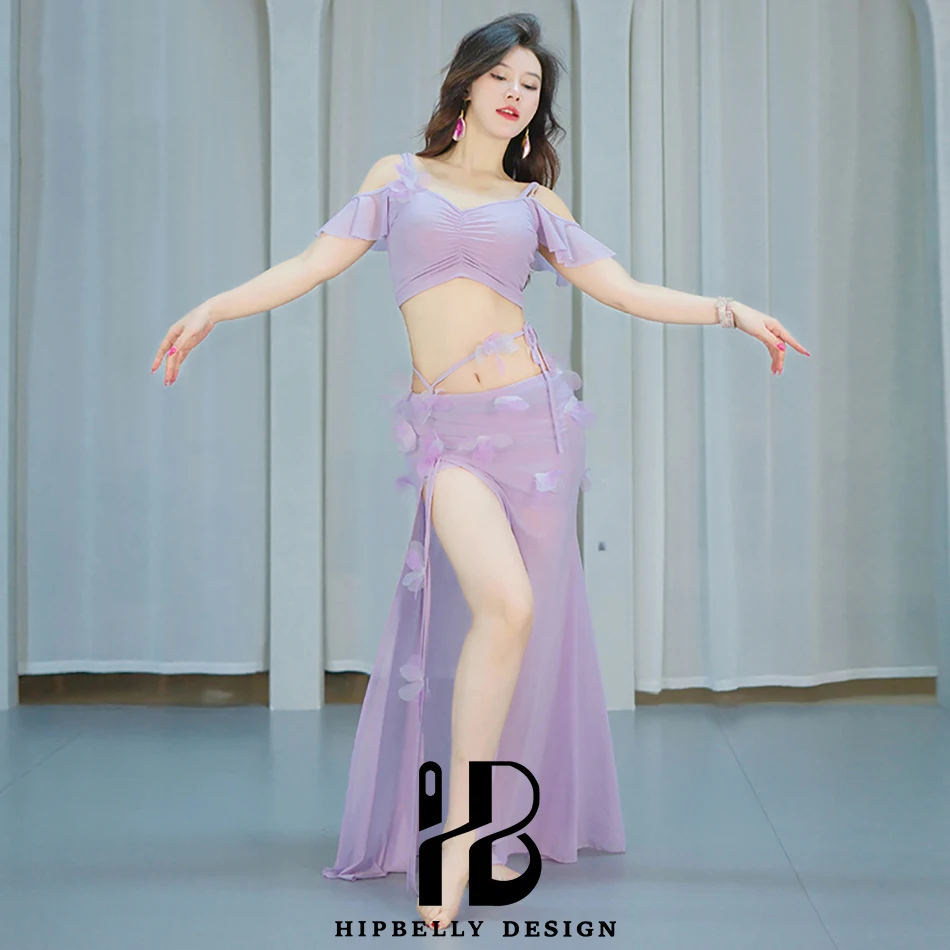 Abito da performance di danza del ventre per donna Top + gonna Set da 2 pezzi Costume da performance con paillettes sexy Abbigliamento da ballo Completo da ballo