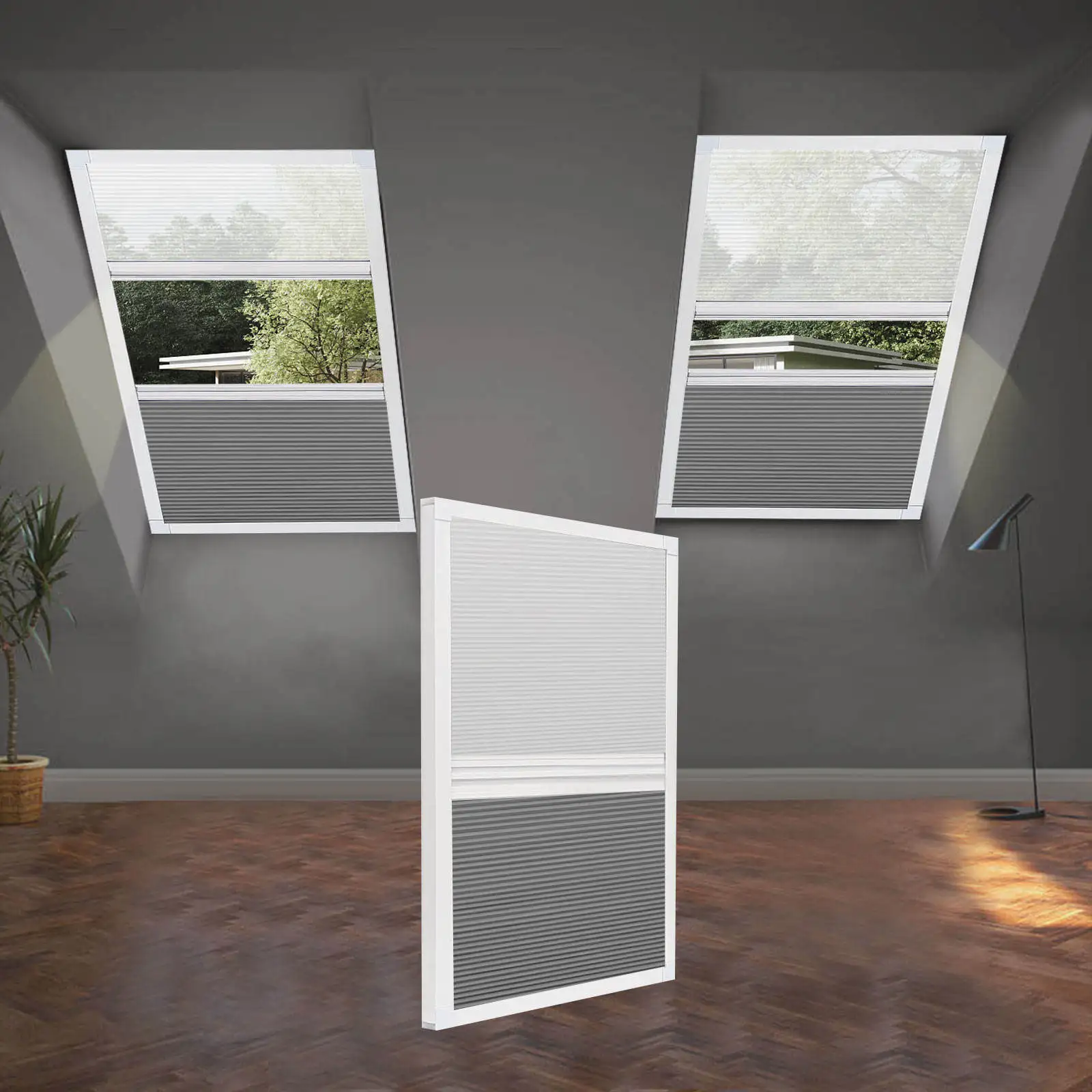 Day & Night Skylight Honeycomb Blinds. Sheer for daylight. Blackout for night. Thermal insulation. Cordless. Custom fit.Shop now