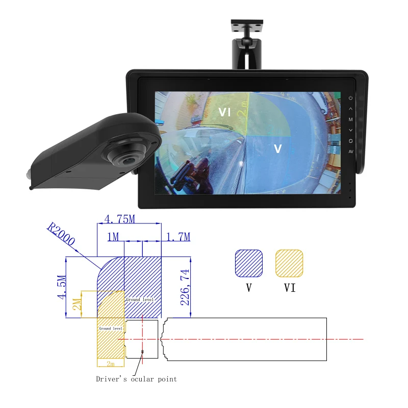Myt MCY 10.1inch Front Side Blind Spot Indirect Vision Emark R46 Class V VI Mirror CMS Camera Monitor System For Bus Truck