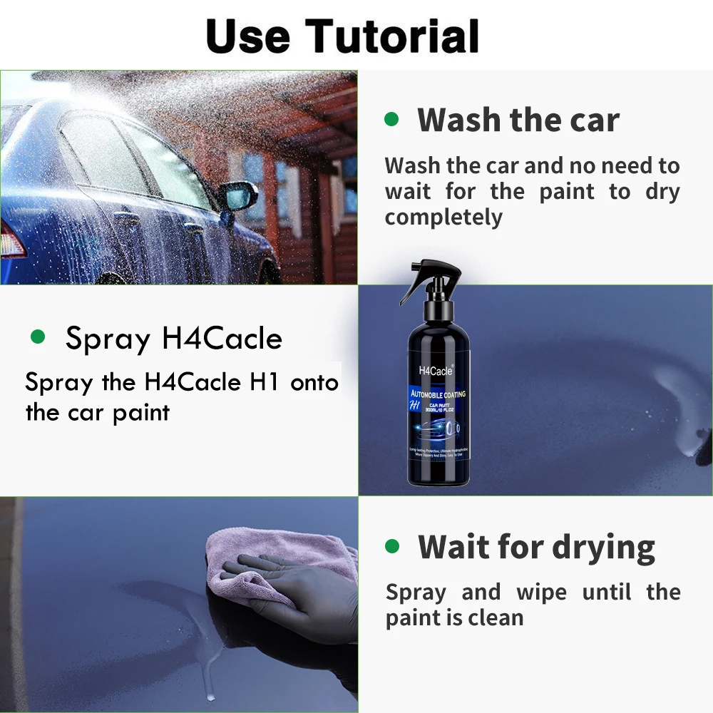 H4Cacle Ceramic Coating Spray Quick Paint Care Car Paint Coating, Prevention of Sewage/Radiation Hazards, Protecting Cars