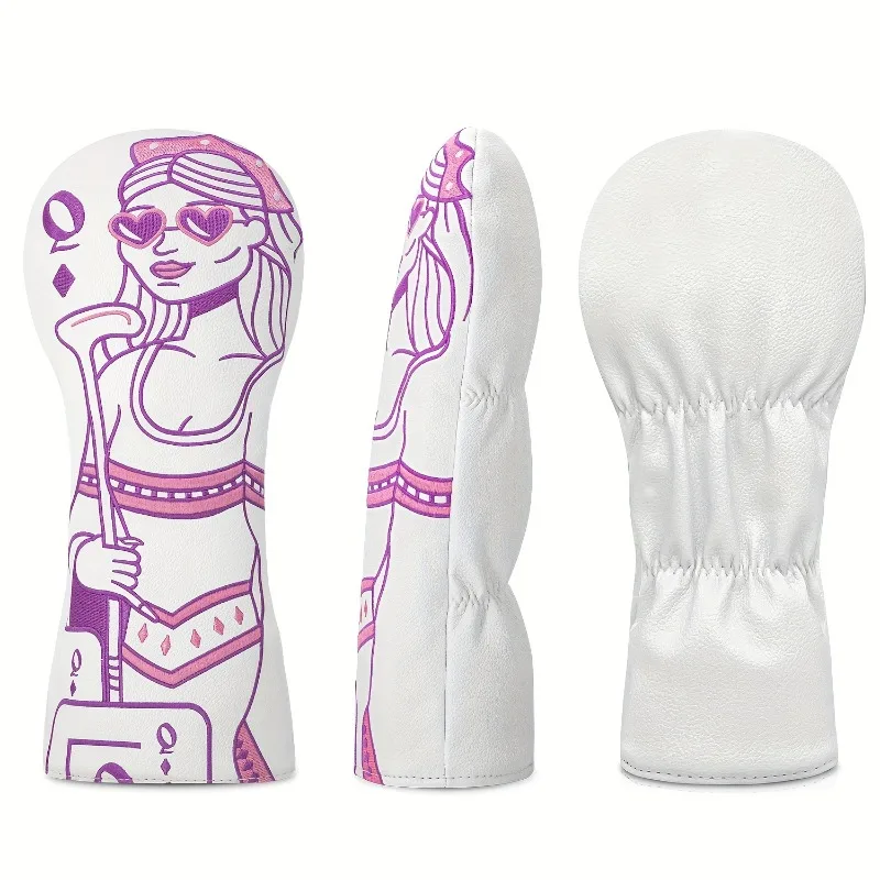 Anime Q-Pattern Golf Club Cover - Durable Synthetic Materials, Fashionable Club Cover, Golf Accessories