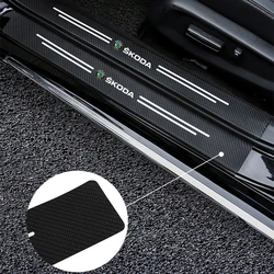 Auto Styling Carbon Fiber Anti Scratch Scuff Pedal For Skoda Octavia A5 A7 Fabia Rapid Superb Yeti Car Door Protector Stickers