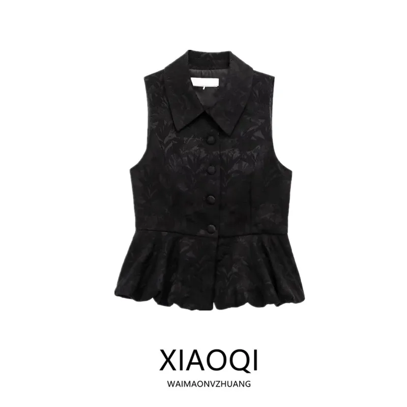 Spring 2025 Women's Fashion Balloon Style Tuck Embroidery Sleeveless Vest New Arrival Versatile Regular Length Other Material...