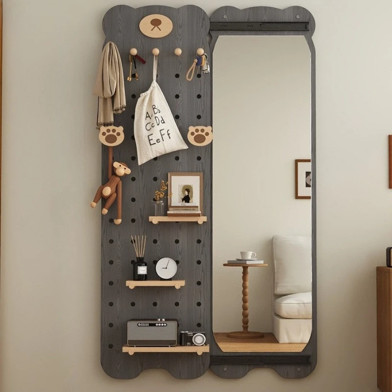 

Closed wall-mounted entrance fitting mirror Hidden push-pull full-body mirror