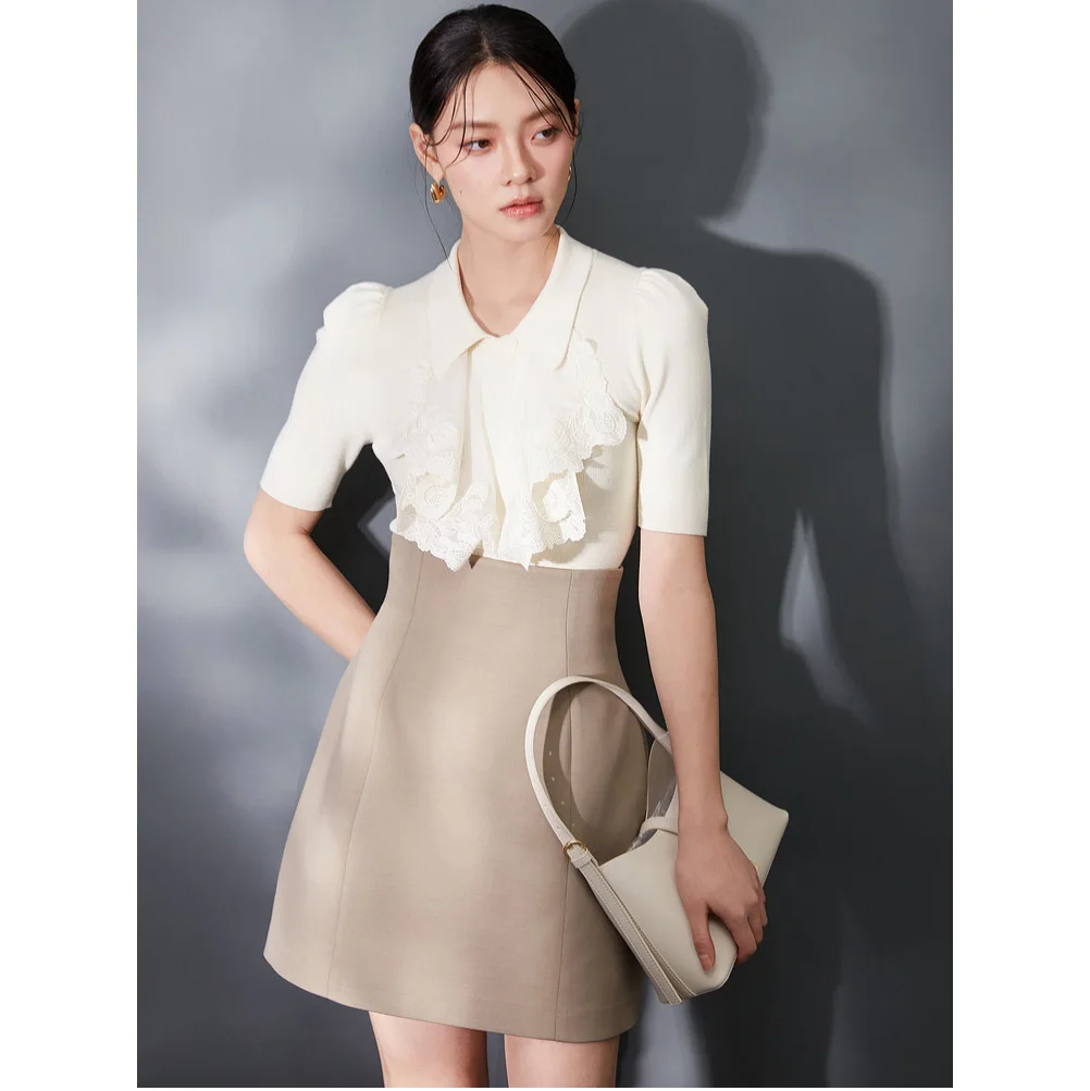 

High Waist A-Line Skirt with Inner Shorts Instantly Transforming into Cartoon Legs Polyester Fiber No Ironing Required