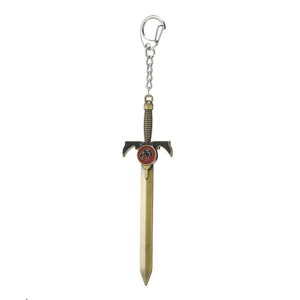 Anime Thundercats Weapon Sword Pendant Necklace Metal Lion Mark Logo Keychains Keyrings Men Movie Jewelry Key Holder Chaveiro