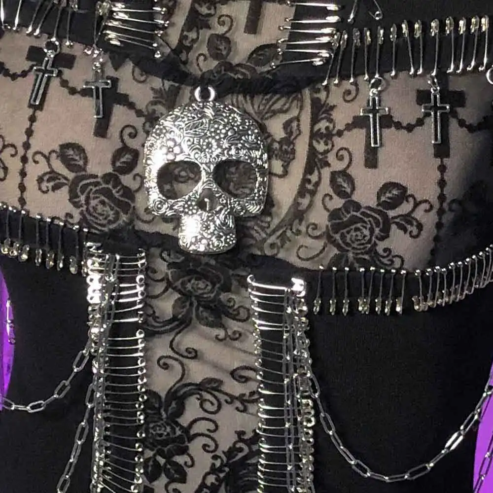 เสื้อยืดสไตล์กรันจ์ กอธิค ยุค 90s ครอส อีเกิร์ลส์ อีโม 2025 วินเทจ กอธ คาวาอิ วายทูเค เสื้อท็อปส์ ทำมือ วัยรุ่น พังก์ร็อค อีโค ดีไอวาย พิน ฮาราจูกุ