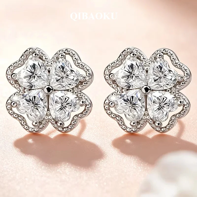 NASIA Heart D Color Moissanite Stud Earrings for Women 8 Stones Lab Diamond Female Girls Gift Real S925 Sterling Silver 2026