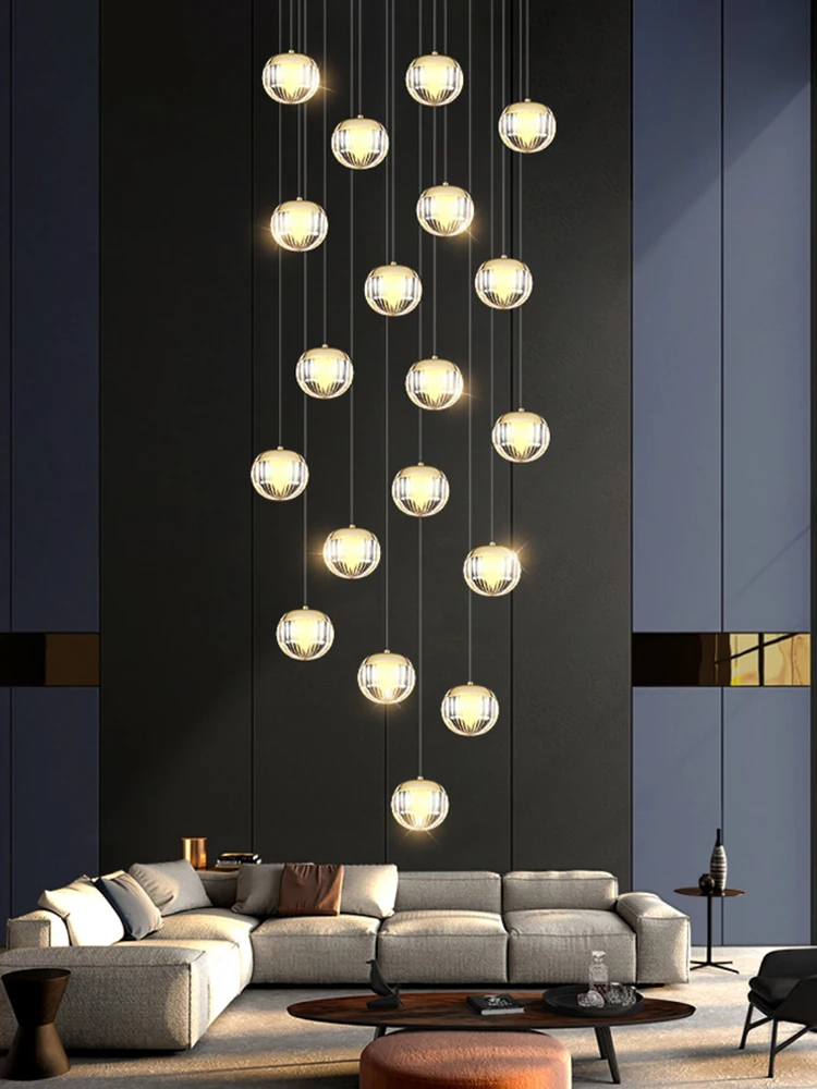 

Modern Ball Staircase Chandelier Villa Luxury Chandelier Nordic Living Room Attic Lamp Acrylic Restaurant Kitchen Chandelier