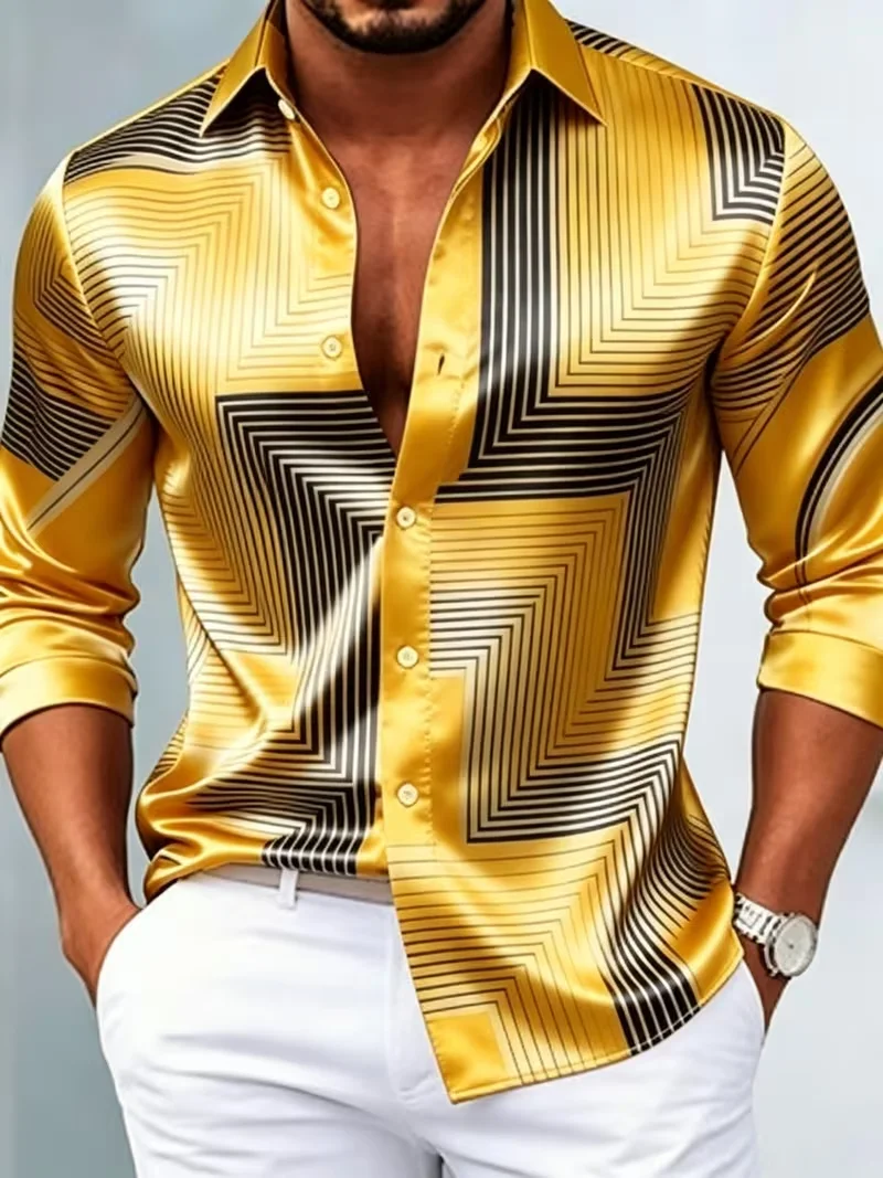 New Western style cow head skull splashed ink gradient long sleeved shirt, retro pentagram flame men's casual shirt
