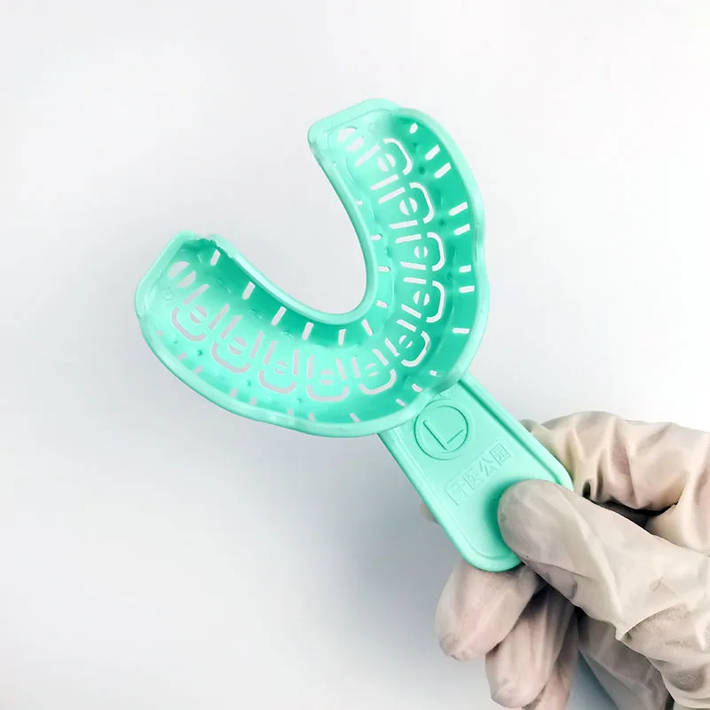 3 Pairs Dental Implant Tray Green Full Mouth Removable Partial Mold Tray Easy To Fold Baffle Plastic Dentist Tool Material S/M/L