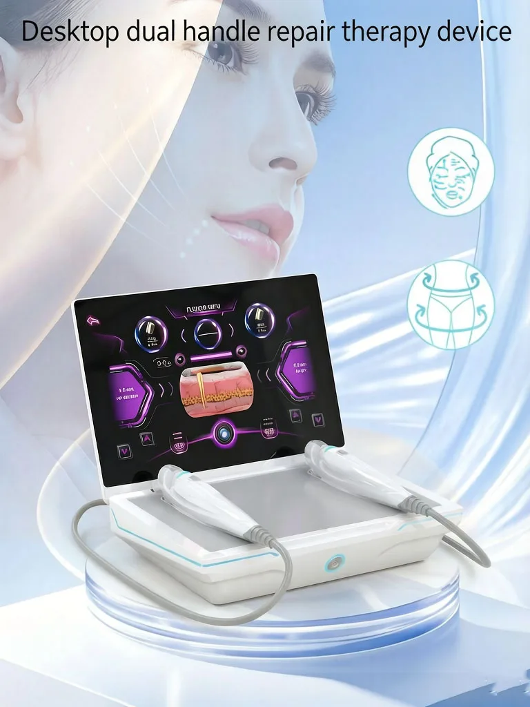 New Desktop Dual Handle Repair Therapy Device, Double Row+Single Row Facial Lifting And Firming Beauty Device
