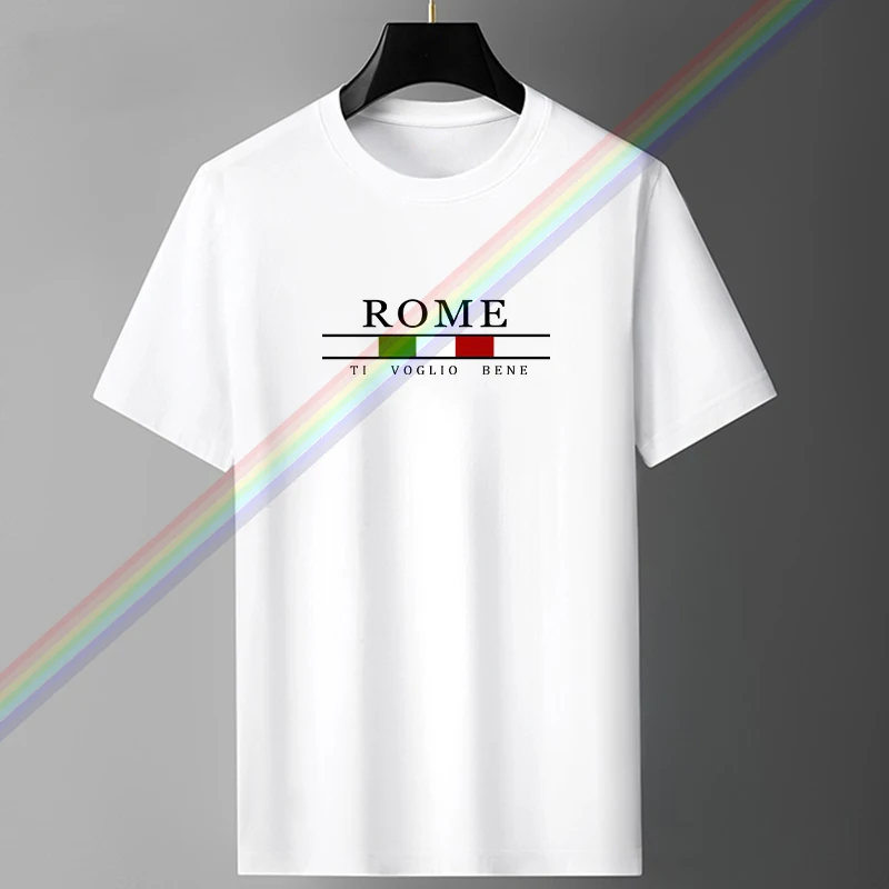 ROME Letter Print Short Sleeved T-shirt Men Simple Y2k Sweatshirt Street Casual TShirt Woman Tops high quality Tshirt Unisex