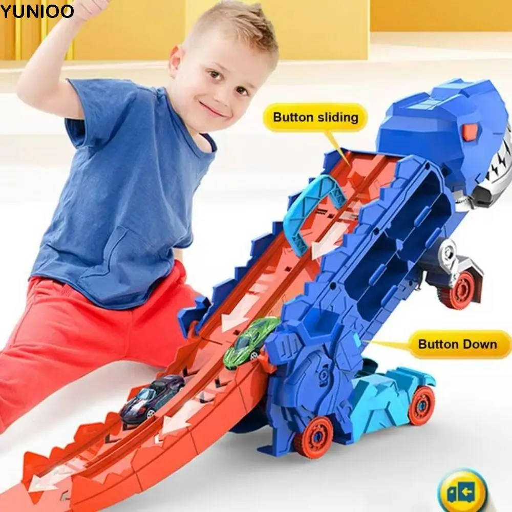 

Dual-mode Dinosaur Car Toy with Handle Folding Dinosaur Transformed Toy Large Capacity Portable Dinosaur Track Toy Kids Boy