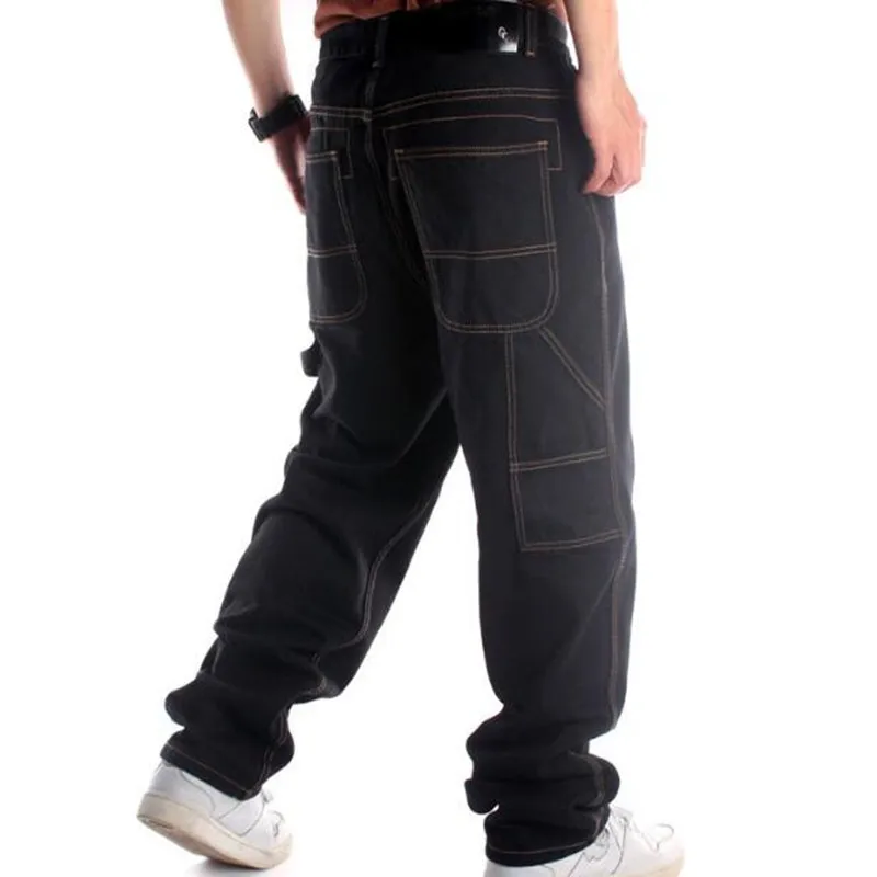 

Street Dance Black Jeans Hip Hop Mens Baggy Straight Trousers Tide Loose Skateboard Denim Pants Male Cowboy Clothing Big Size 44