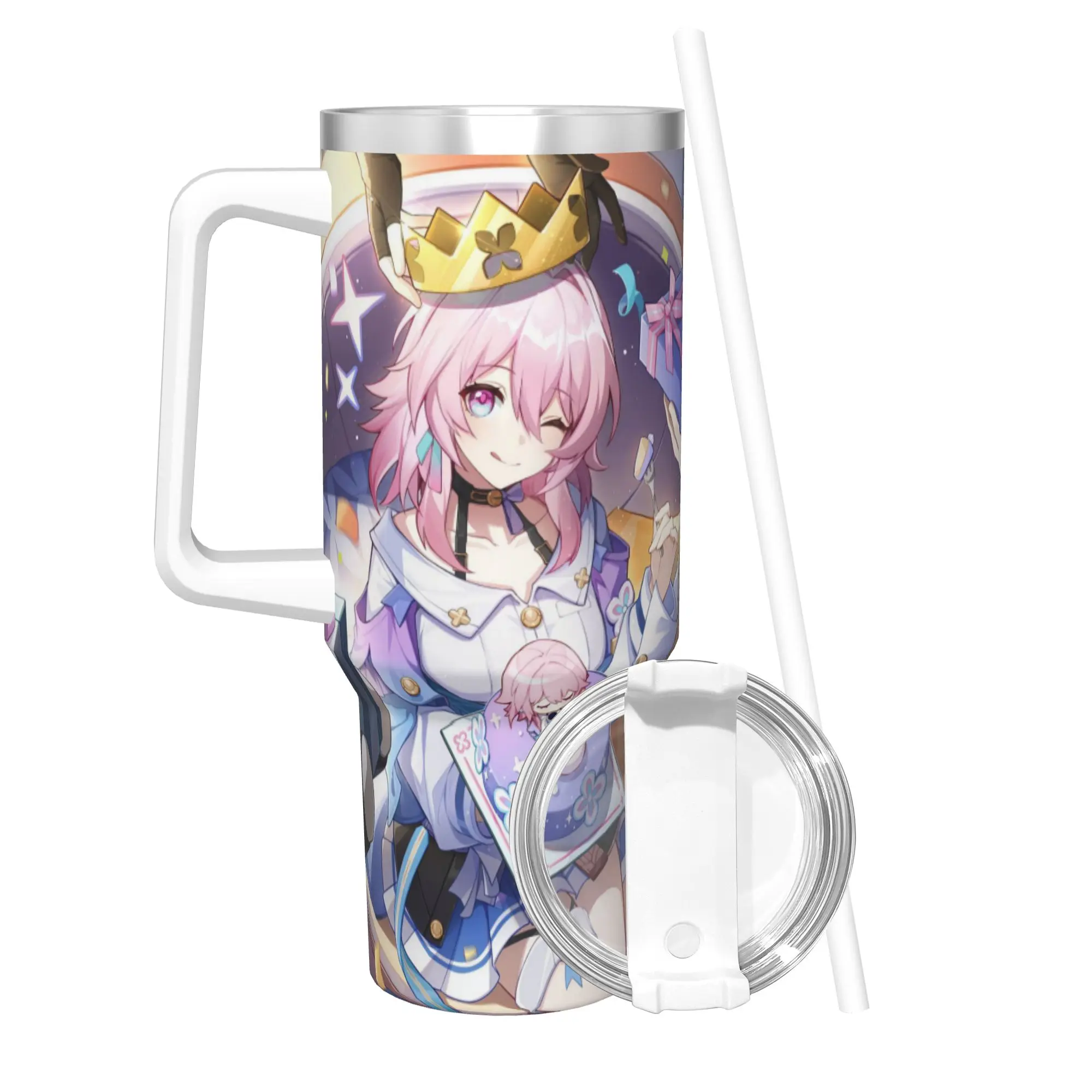 Honkai Star Rail Tumbler With Straw  Stainless Steel Tumblers Cup Double Wall Vacuum Insulated for Cold Or Hot 40oz