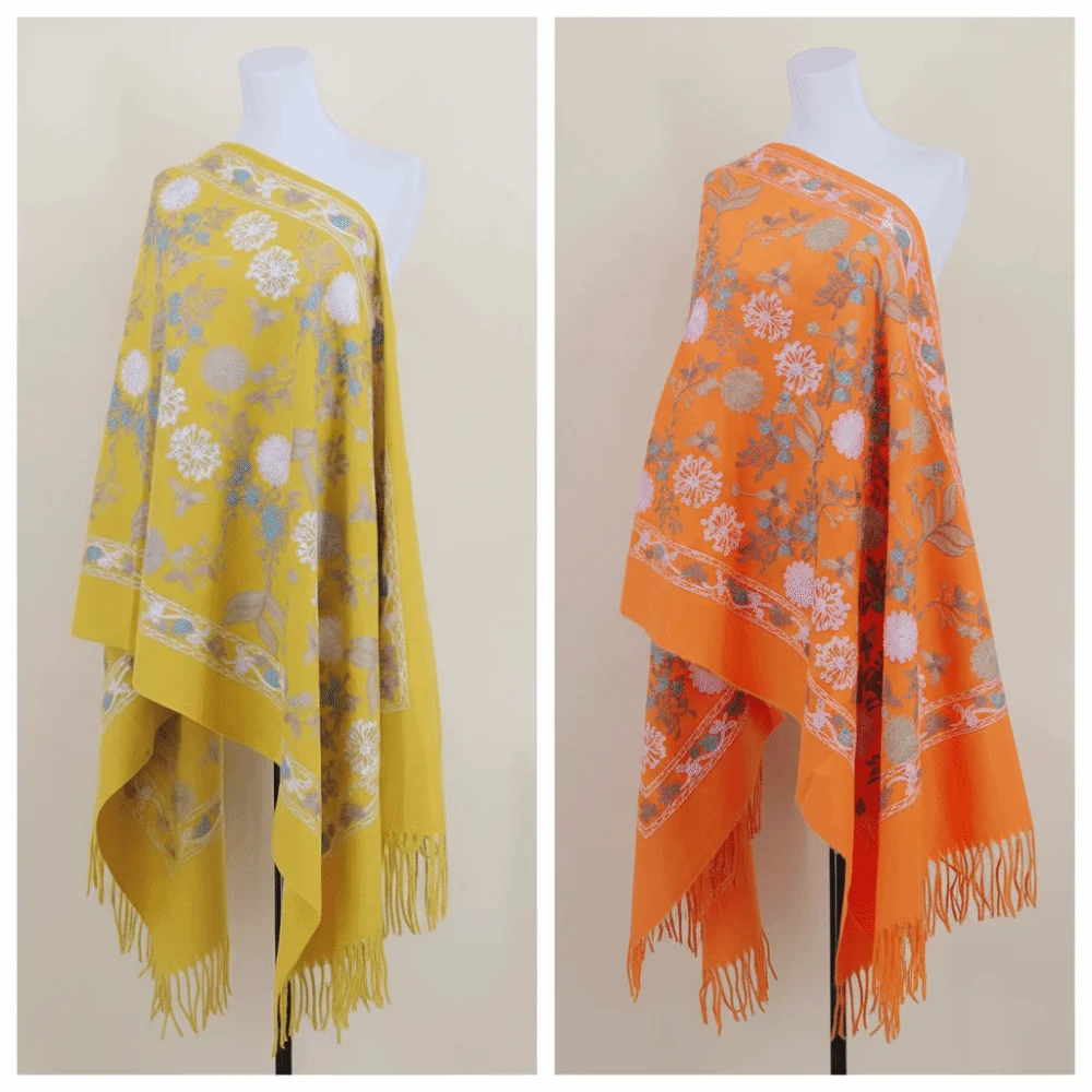 

Имитация кашемира, шаль с кисточками и цветочным принтом, утолщенная роскошная элегантная длинная шаль с бахромой, одеяло из пашмины в этническом стиле