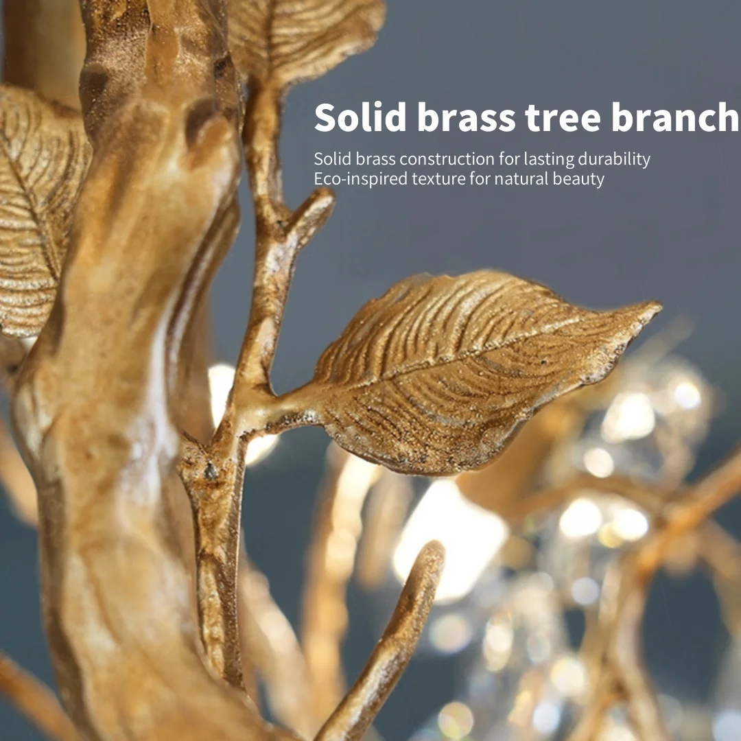 Luxury Crystal Branch Chandelier For High Ceiling Vila Living Room Lobby Copper Crystal Pendant Large Chandelier Foyer Entryway