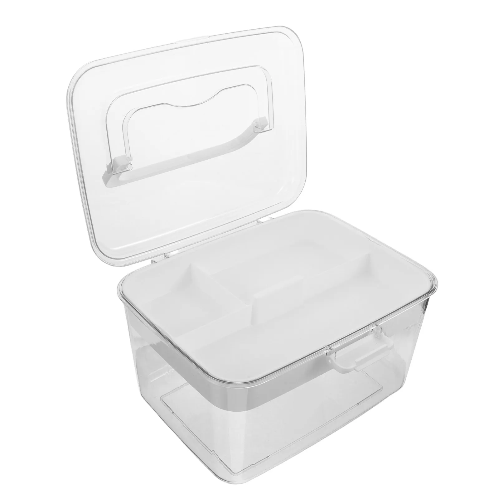 

Transparent Portable Medicine Storage Box with Handle and Lid for Travel Family Outdoor First Aid Emergency Medical Kit Pill