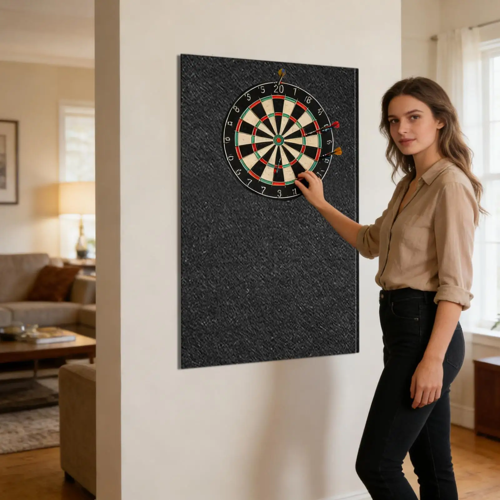 Dart Board Wall Protector Felt Surround Backboard Dartboard Protective Cabinet for Game Room Basement Garage Home Indoor Safety