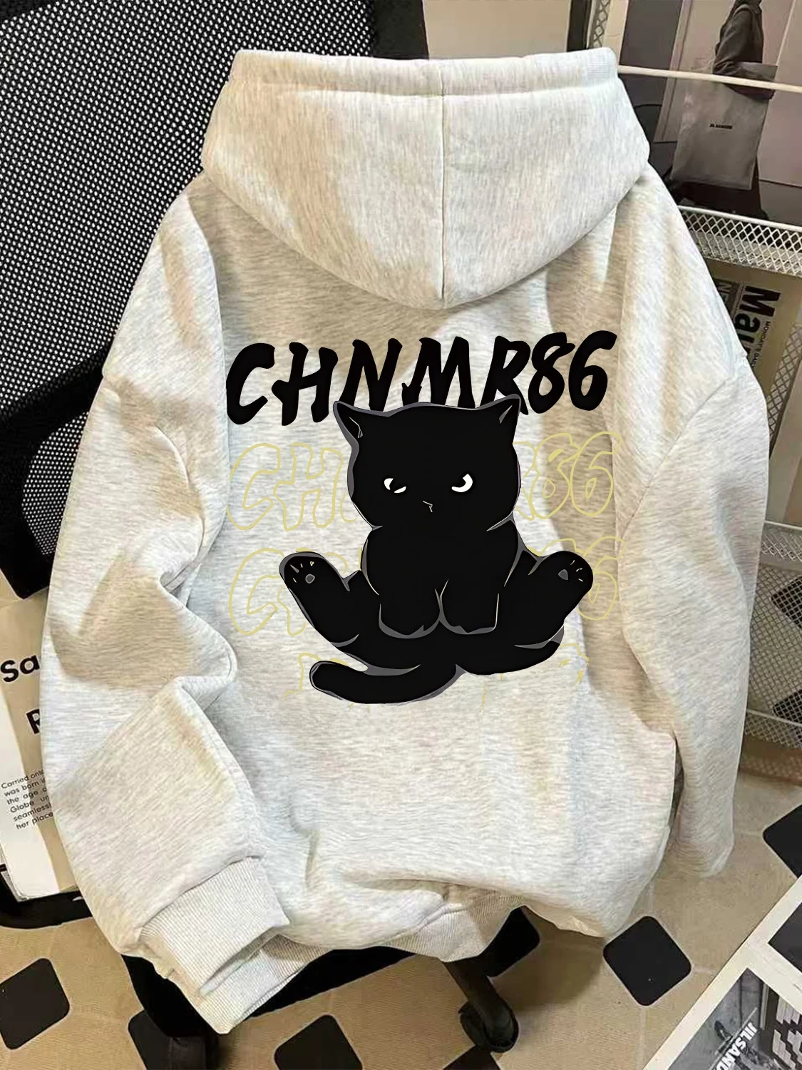 

American Retro Cartoon Hoodie Women's Fleece Lined Thickened Loose Lazy Style Junior High School Zipper Jacket Trendy