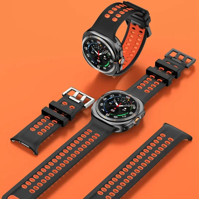 Silicone Strap for Samsung Galaxy Watch Ultra 2/1 47mm Two-color Sport Wristband for Galaxy Ultra 2025 Comfortable Bracelet Belt