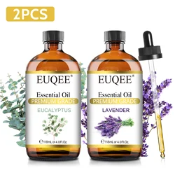 EUQEE 118ML Lavender Jasmine Eucalyptus Vanilla Peppermint Essential Oils with Glass Dropper For Humidifier Candle Making