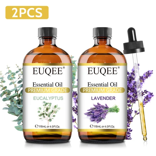 EUQEE 118ML lavanda jazmín eucalipto vainilla horteleza aceites esenciales con gotero de vidrio para humidificador fabricación de velas