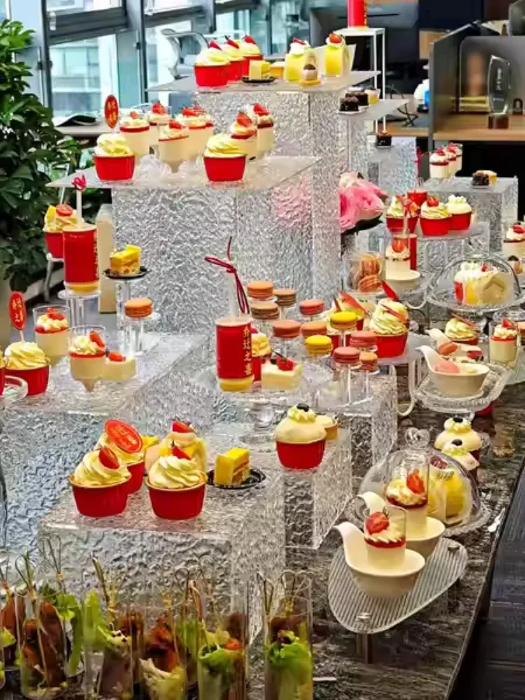 Elevador de barra de dulces acrílico para Buffet, centro de mesa de lujo para postres de boda, soporte para dulces y jugos, accesorios de exhibición