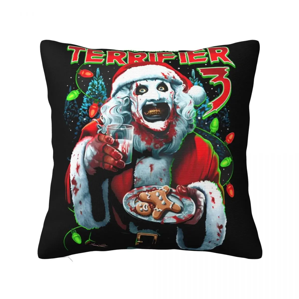 Sofa Decorations Santa Terrifier 3 Horror Movie Christmas Pillowcase Merch Pillow Cover Zippered Multi-Size