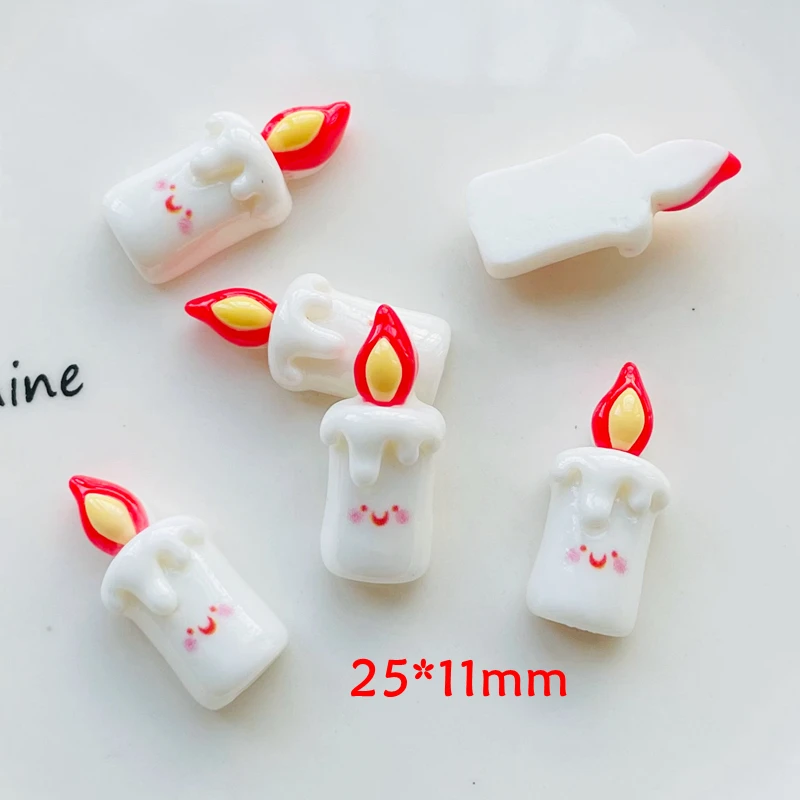 20 Pcs New Cute Cartoon Birthday Party White Candle Resin Scrapbook Diy Jewelry Wedding Hairpin Decorate Accessories