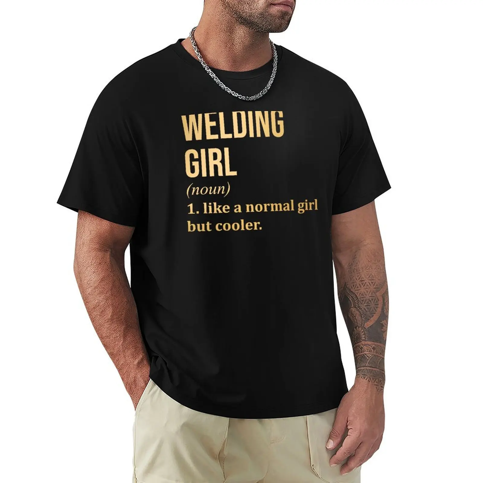 

Welding Girl Definition in Gold T-shirt blacks summer clothes mens t shirts