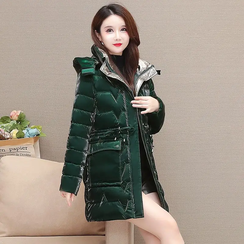 Women\'s Winter Casual Coat 2024 Slim Down Cotton Jacket Daily Household Outwear Slim Remove Hooded Parka Mom\'s Overcoat Female