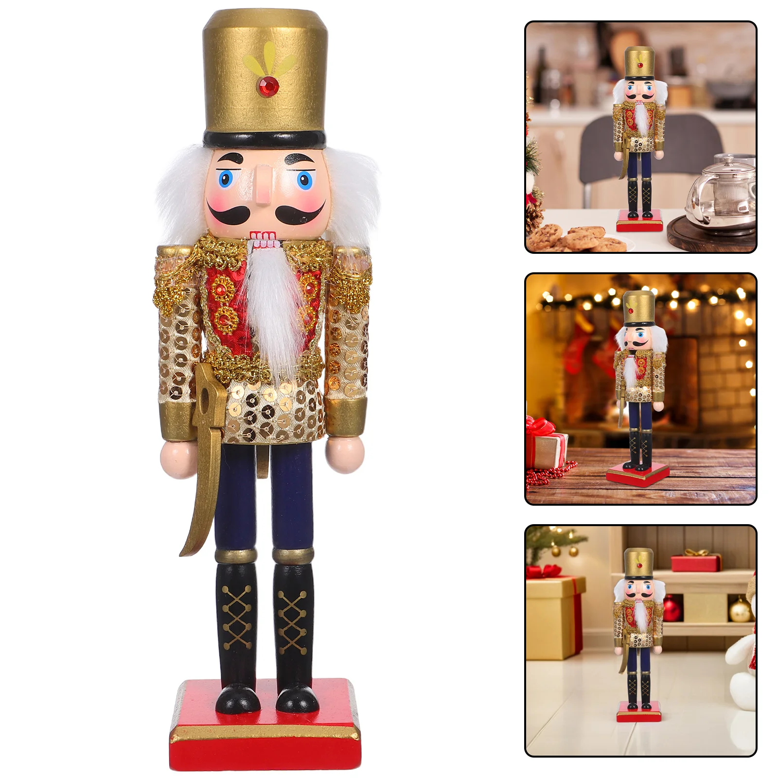 

Christmas Nutcracker Wooden Soldier 25cm Traditional Xmas Table Centerpiece Holiday Fireplace Decor Nutcracker Soldiers