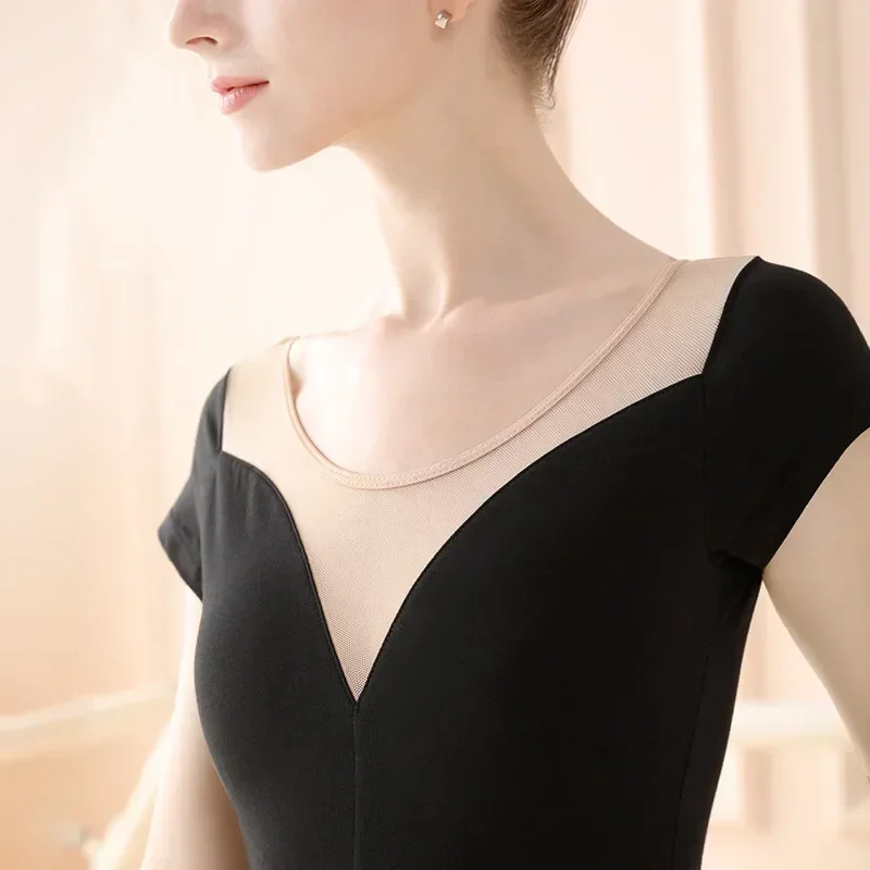 

Ballerina Ballet Leotard Women Professional Soft Mesh Gymnastics Leotard Ballet Costume Adulto Sexy V Neck Bodysuit Swimwear
