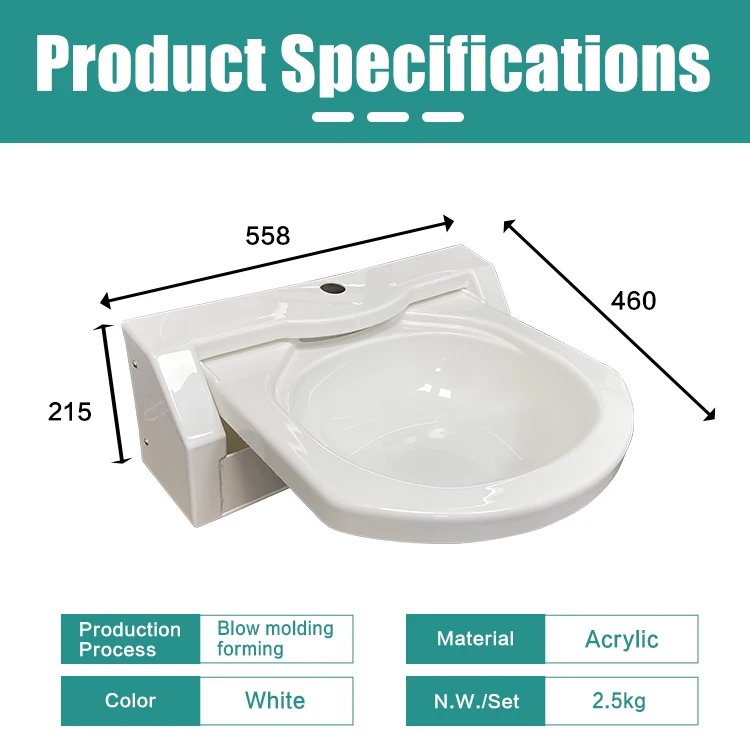Foldable White Acrylic Single Bowl Wash Basin RV Bathroom Sink with Faucet for RV Motorhome Caravan Camper Marine