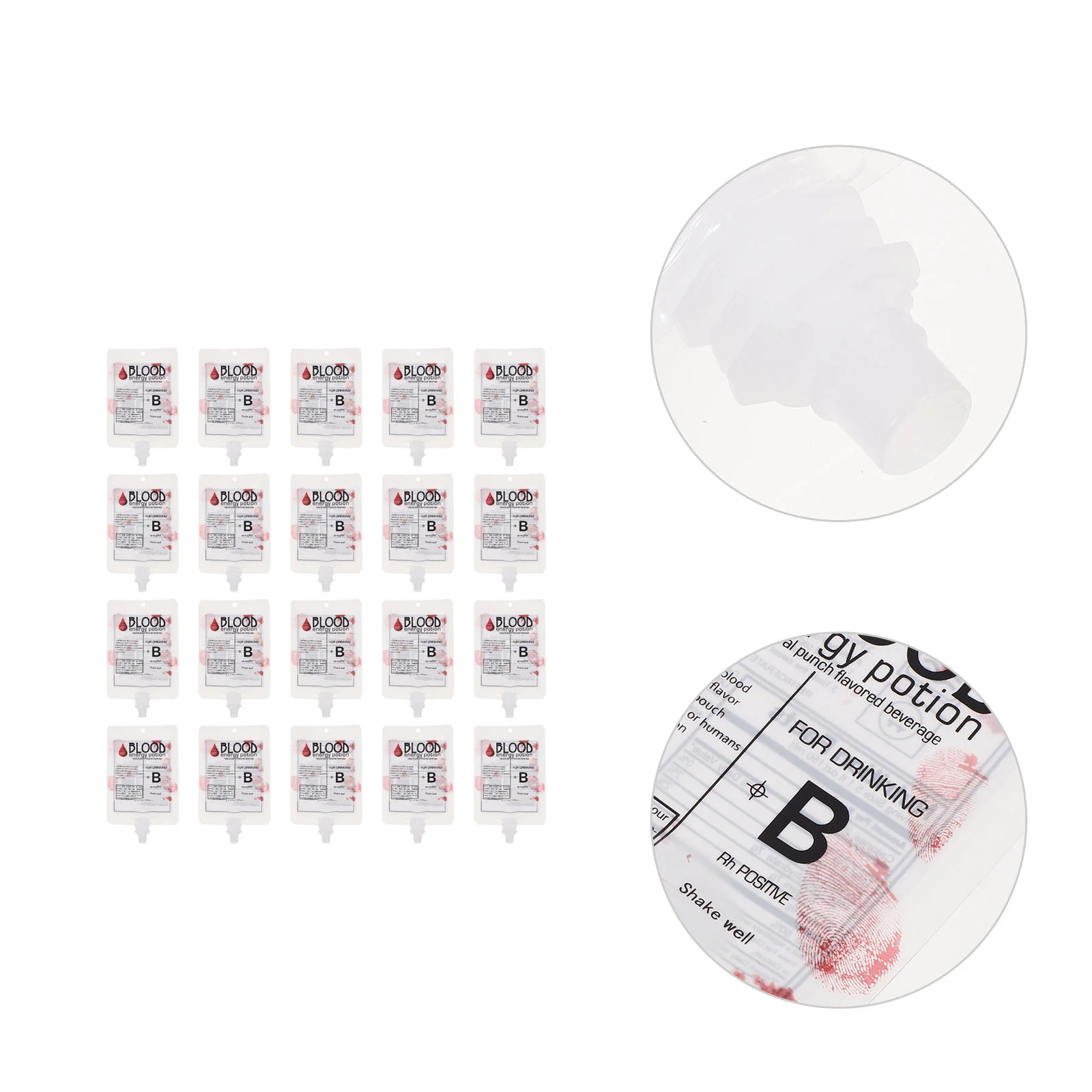 20 Pcs Halloween Blood Drinking Blood Pouch Bag Drink Pouches Party Prank Supplies Beverage Props Festive Decor