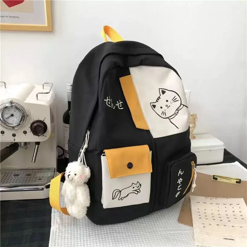 

Men's Cute Cat School Bag Boys' Simple Casual School Bag Girl's Cute School Bag Japanese Korean Cute School Bag Lightweight and